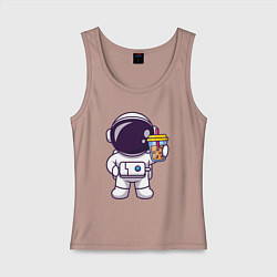 Майка женская хлопок Space drink, цвет: пыльно-розовый