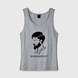 Майка женская хлопок Парикмахер Barbershop, цвет: меланж