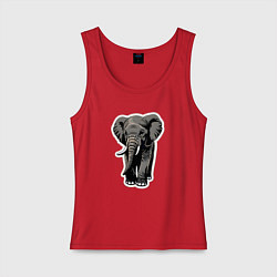 Майка женская хлопок Большой африканский слон, цвет: красный