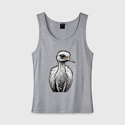 Майка женская хлопок Страус рисованый, цвет: меланж