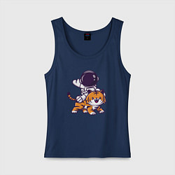 Женская майка Космонавт и тигр