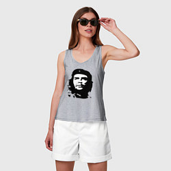 Майка женская хлопок Черно-белый силуэт Че Гевара, цвет: меланж — фото 2
