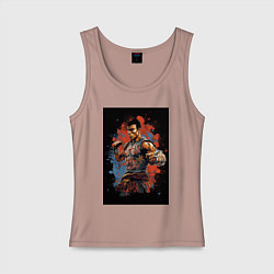 Майка женская хлопок Тайский боец, цвет: пыльно-розовый