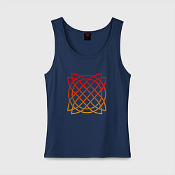 Майка женская хлопок Кельтский красный цветок, цвет: тёмно-синий