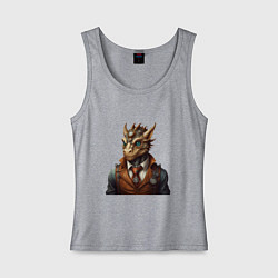 Майка женская хлопок Дракон симпатик, цвет: меланж