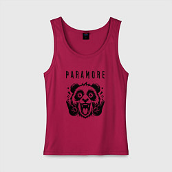 Майка женская хлопок Paramore - rock panda, цвет: маджента