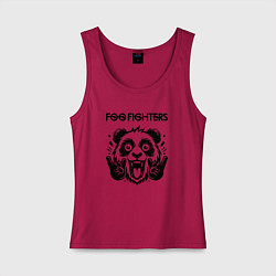 Майка женская хлопок Foo Fighters - rock panda, цвет: маджента