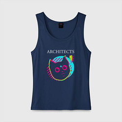 Майка женская хлопок Architects rock star cat, цвет: тёмно-синий