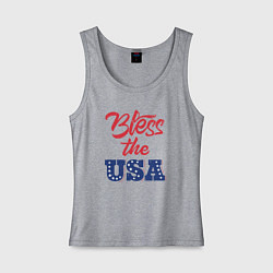 Майка женская хлопок Bless the USA, цвет: меланж