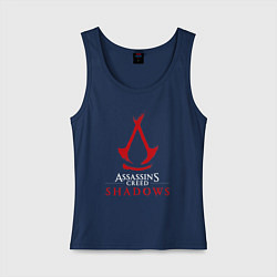 Майка женская хлопок Assassins creed shadows logo, цвет: тёмно-синий