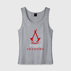 Майка женская хлопок Assassins creed shadows logo, цвет: меланж