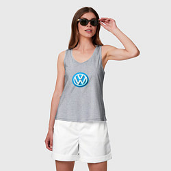 Майка женская хлопок Volkswagen logo blue, цвет: меланж — фото 2