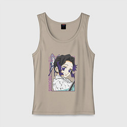 Майка женская хлопок Клинок рассекающий демонов Шинобу Кочо портрет, цвет: миндальный