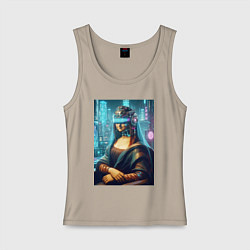 Майка женская хлопок Gioconda - cyberpunk ai art fantasy, цвет: миндальный