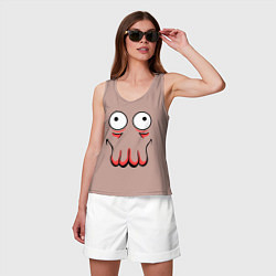 Майка женская хлопок John Zoidberg Face, цвет: пыльно-розовый — фото 2