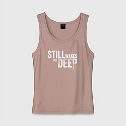 Майка женская хлопок Still wakes the deep logo, цвет: пыльно-розовый