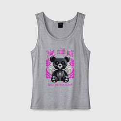 Женская майка Скелет злобного плюшевого мишки с крыльями