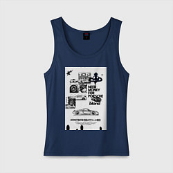 Майка женская хлопок Porsche автомобиль, цвет: тёмно-синий