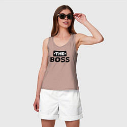 Майка женская хлопок Boss начальник, цвет: пыльно-розовый — фото 2