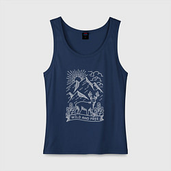 Майка женская хлопок Дикий и свободный, цвет: тёмно-синий