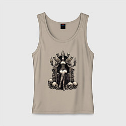 Майка женская хлопок Ведьма на троне, цвет: миндальный