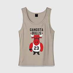 Майка женская хлопок Gangsta Bulls 23, цвет: миндальный