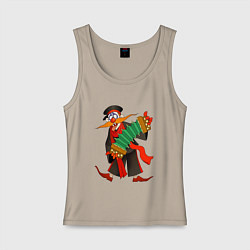 Майка женская хлопок Мужичок усатый, цвет: миндальный