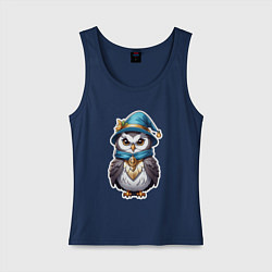 Майка женская хлопок Магическая совушка, цвет: тёмно-синий