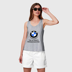 Майка женская хлопок BMW Driving Machine, цвет: меланж — фото 2