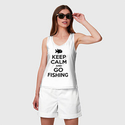 Майка женская хлопок Keep Calm & Go fishing, цвет: белый — фото 2