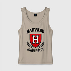 Майка женская хлопок Harvard University, цвет: миндальный
