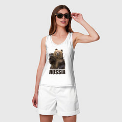Майка женская хлопок Russia: Poly Bear, цвет: белый — фото 2