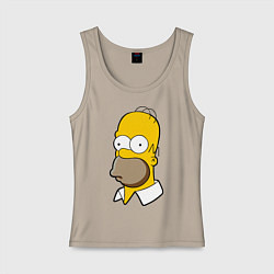 Майка женская хлопок Sad Homer, цвет: миндальный