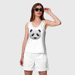 Майка женская хлопок Полигональная панда, цвет: белый — фото 2