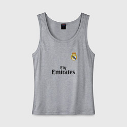 Майка женская хлопок Real Madrid: Fly Emirates, цвет: меланж
