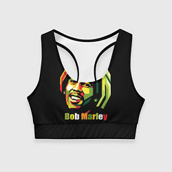 Топик спортивный женский Bob Marley Smile, цвет: 3D-принт