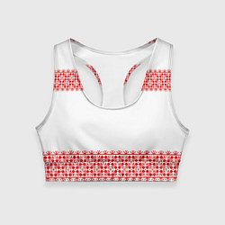 Топик спортивный женский Славянский орнамент (на белом), цвет: 3D-принт
