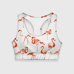 Топик спортивный женский Оранжевые фламинго, цвет: 3D-принт