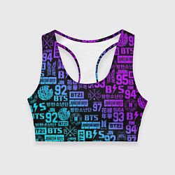 Топик спортивный женский BTS Logos, цвет: 3D-принт