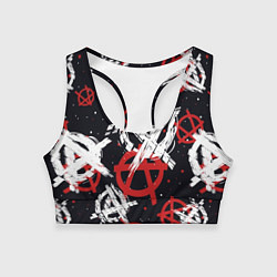Топик спортивный женский Анархия - паттерн, цвет: 3D-принт