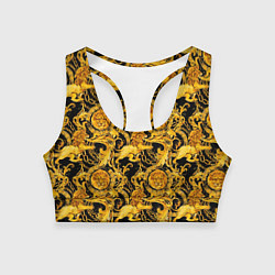 Женский спортивный топ Львы золотые узоры