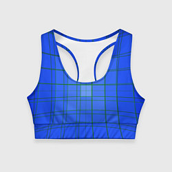 Топик спортивный женский Геометрия синяя 3D, цвет: 3D-принт