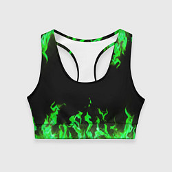 Топик спортивный женский GREEN FIRE ОГОНЬ, цвет: 3D-принт