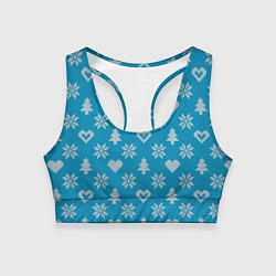 Топик спортивный женский Голубой рождественский свитер, цвет: 3D-принт
