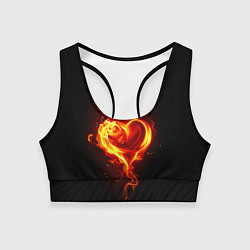 Топик спортивный женский Пламенное сердце, цвет: 3D-принт