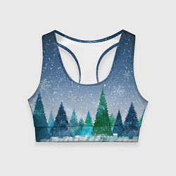 Топик спортивный женский Снежинки в лесу, цвет: 3D-принт