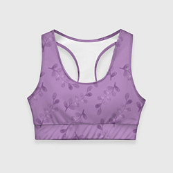 Топик спортивный женский Листья на фиолетовом фоне, цвет: 3D-принт