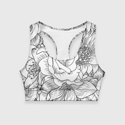 Топик спортивный женский Тату цветы, цвет: 3D-принт