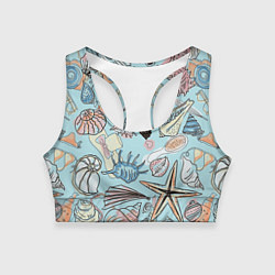 Топик спортивный женский Морские обитатели, цвет: 3D-принт