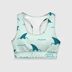 Топик спортивный женский Плавники акул, цвет: 3D-принт